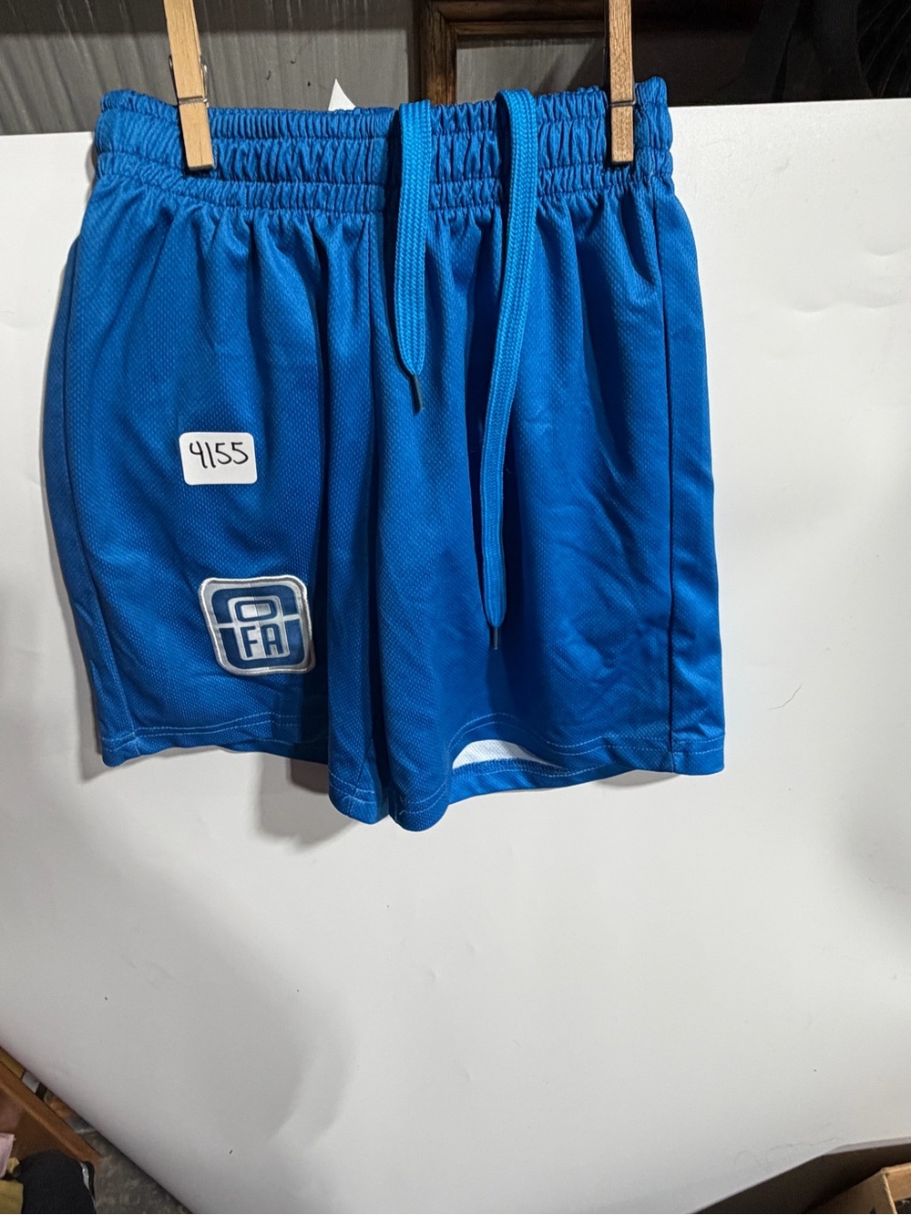 #4155-Kids' Sport Mesh Shorts in Bright Blue with Drawstring